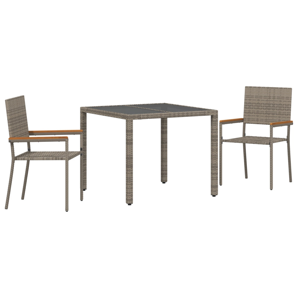 Set Pranzo Giardino  3 Pezzi Grigio Polyrattan