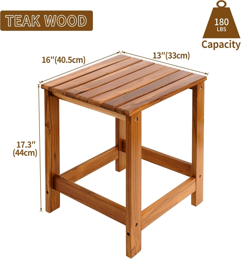 Tavolino da esterno in teak, tavolino da caffè in legno, tavolini per giardino, cortile, camera da letto, soggiorno, divano laterale, contenitore per bagno