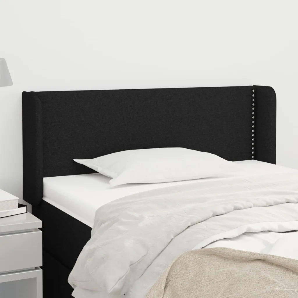 Testiera ad Orecchio Nera 93x16x78/88 cm in Tessuto 3118612