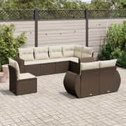 Set Divani da Giardino 8 pz con Cuscini Marrone in Polyrattan 3221642