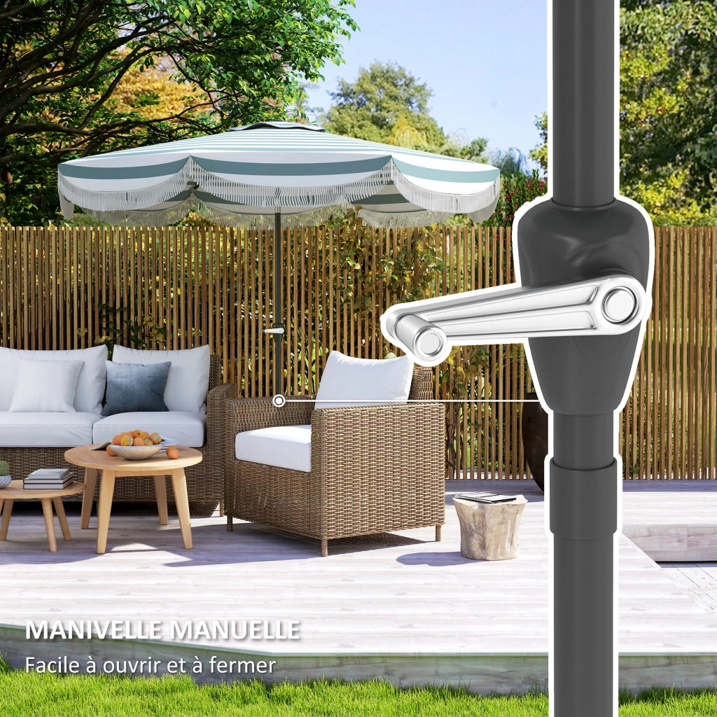 Ombrellone da giardino inclinabile 2.7m UPF 30+ ¨C zephmum ¨C 8 baleine blu chiaro e bianco