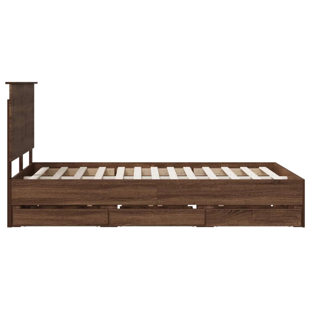 Struttura del letto con cassetto Rovere Marrone 135 x 190 cm