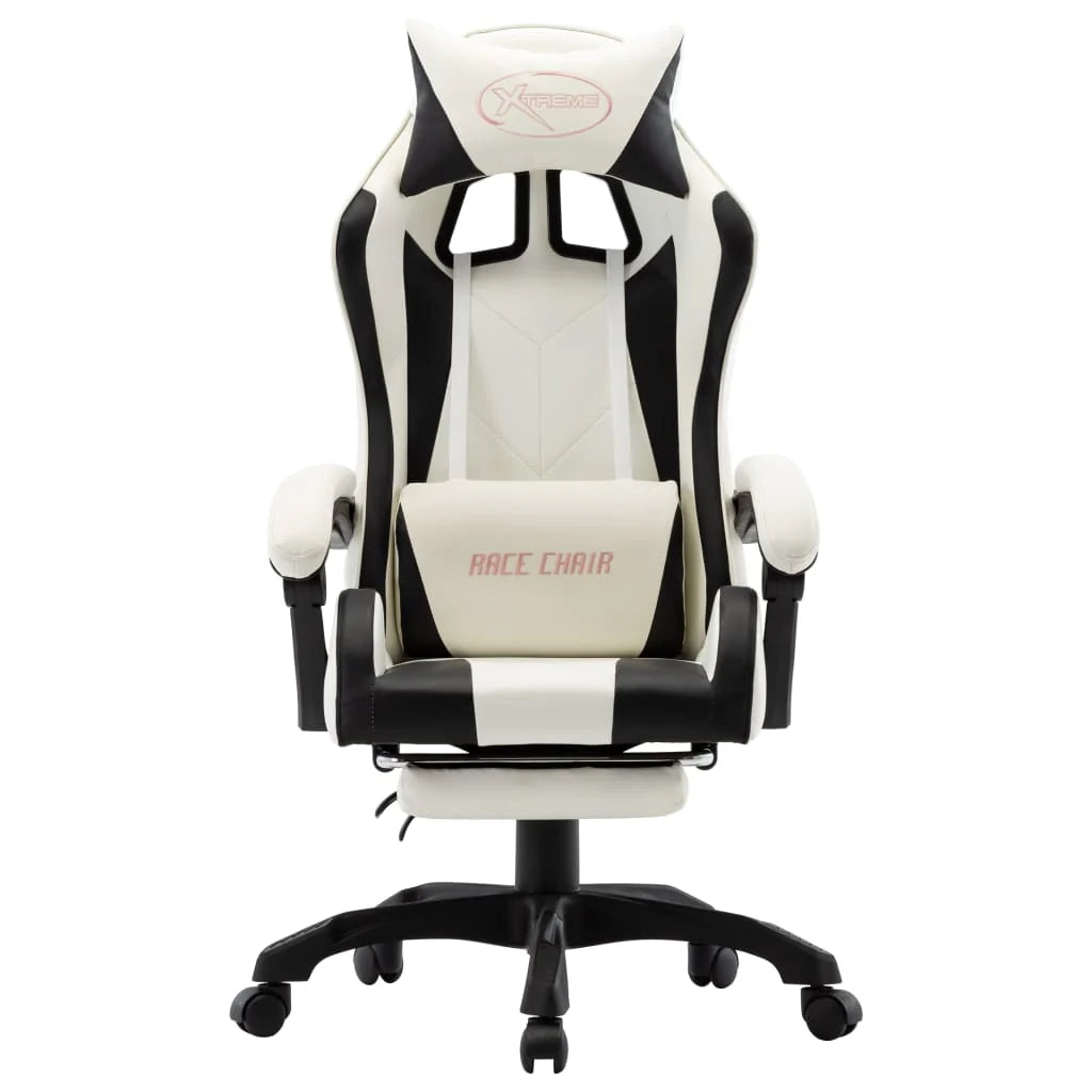Sedia/seduta girevole da ufficio per uso computer studio videogiochi e con poggiapiedi realizzata in similpelle nera 02_0024223
