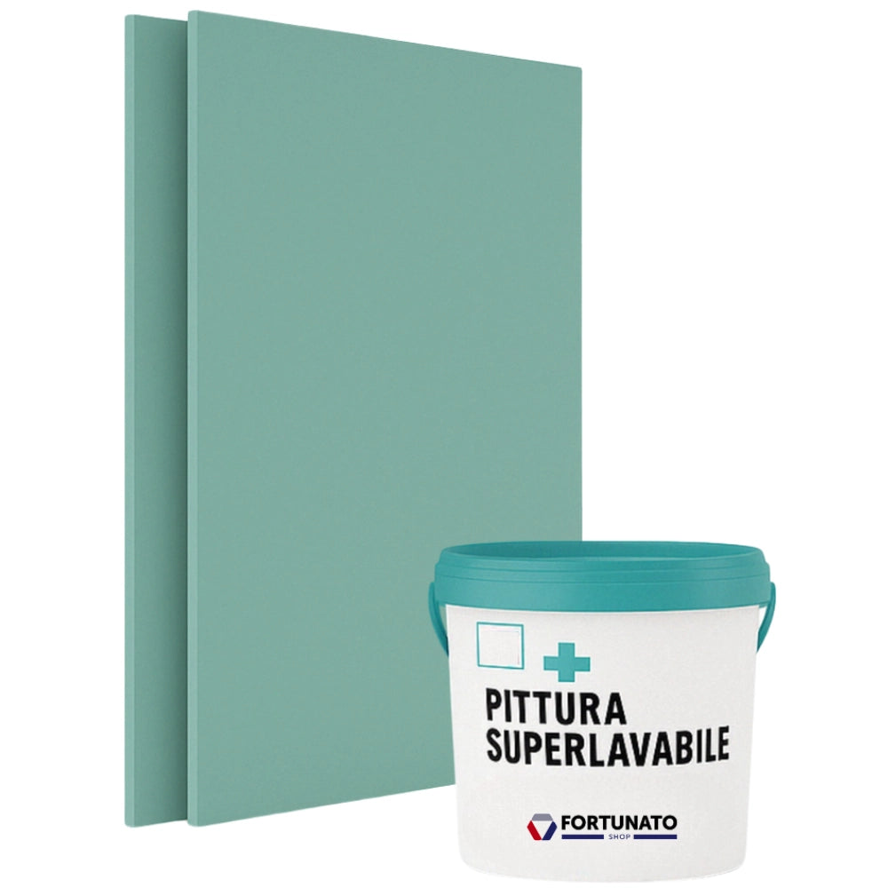 Set 1 idrolastra cartongesso h2 ba13 1200x2000 pittura superlavabile 2,5 l
