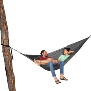 Hangmat per due persone con set di fissaggio, sostenibile fino a 180 kg, dimensioni 290 x 190 cm, colore titanio grigio.