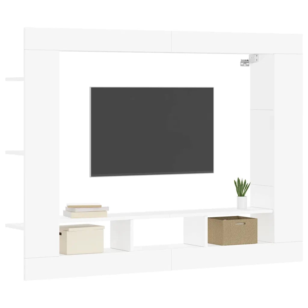 Mobile Porta TV Bianco 152x22x113 cm in Legno Multistrato 833722