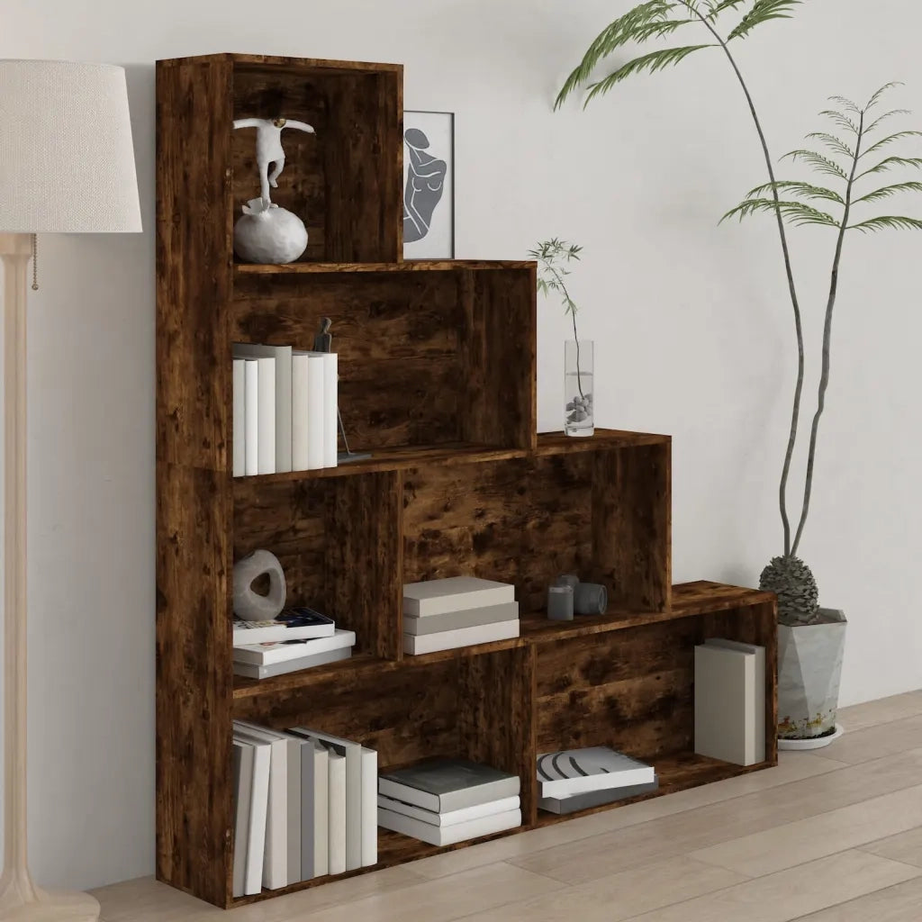 Libreria-Scaffale per Libri-Mobile di Stoccaggio Rovere Fumo 155x24x160 cm