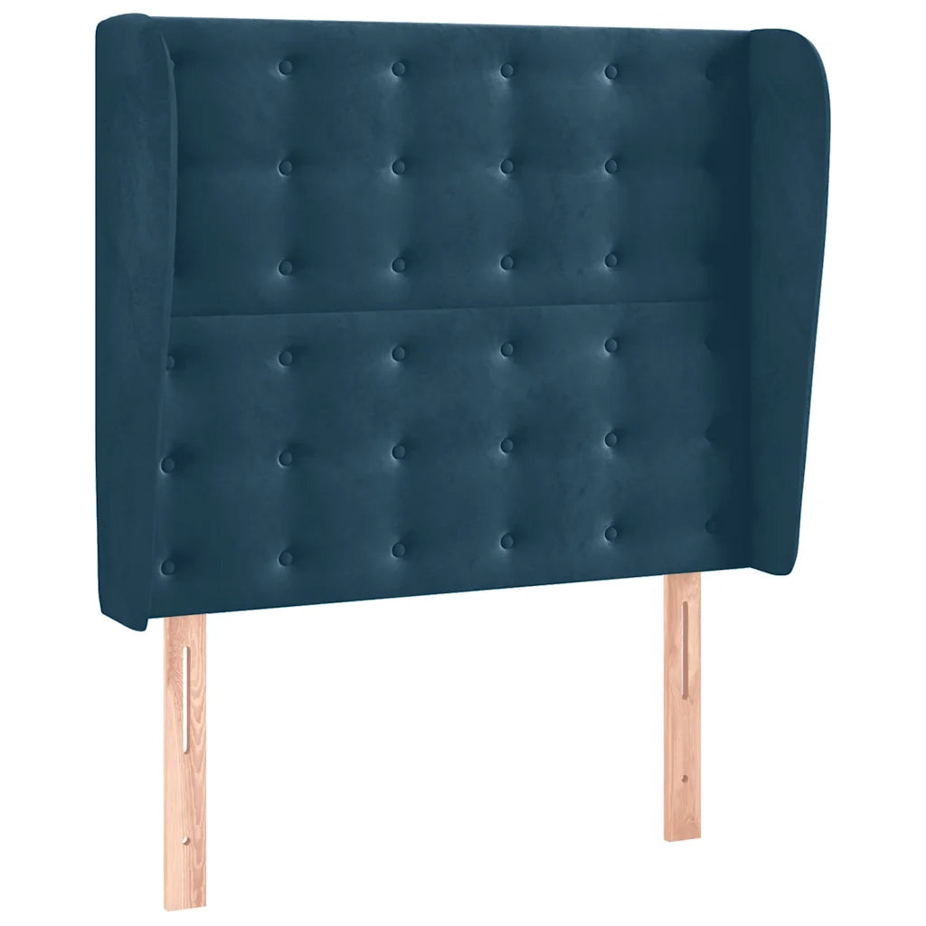Testiera ad Orecchio-Testata con Orecchie Blu Scuro 83x23x118/128 cm in Velluto 254873
