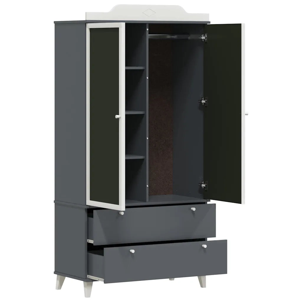 vidaXL Armadio con Lavagna con porta Grigio e bianco Legno multistrato