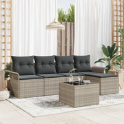 Set Divano da Giardino con Cuscini Grigio Polyrattan 6 Pezzi