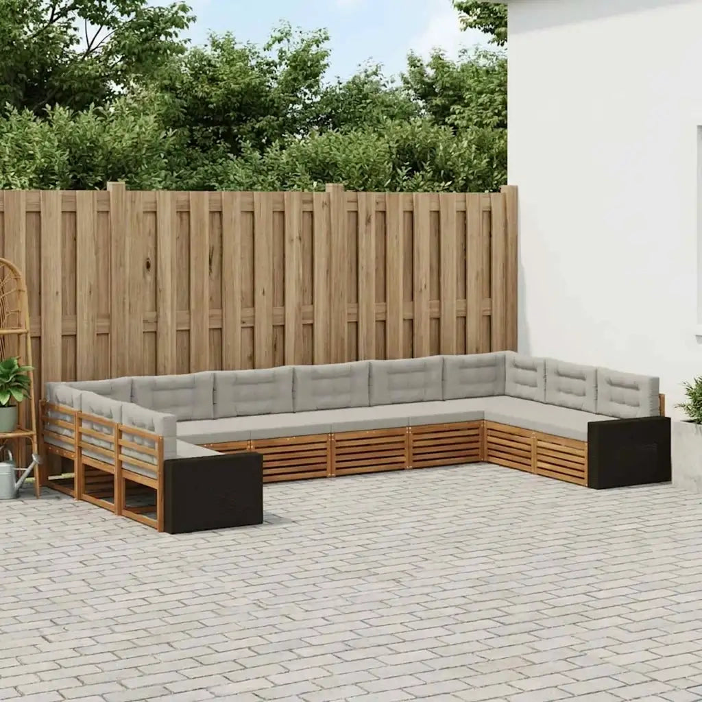 Set divani con cuscino 10 pcs Legno di Acacia Massello