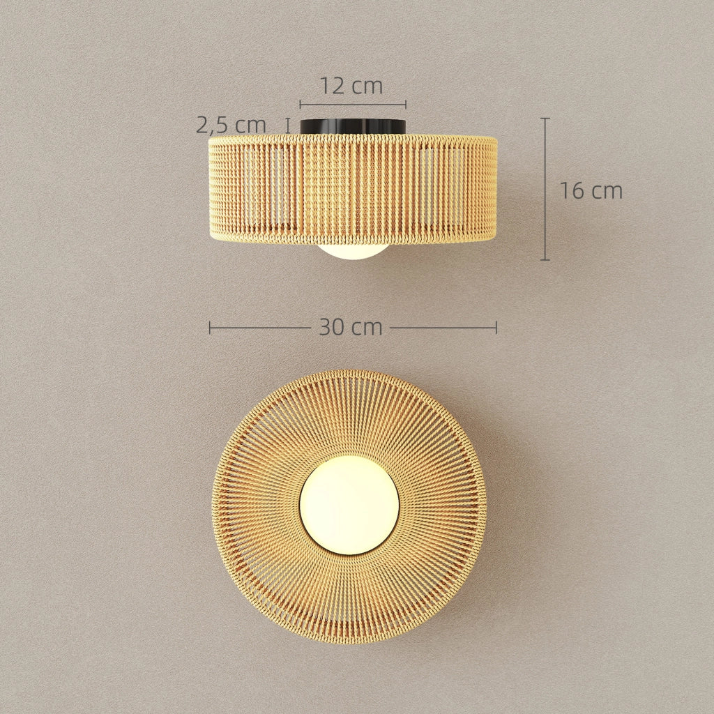 Lampada a Soffitto LED 20W 3000K con Paralume in Lino ¨C zephmum ¨C Marrone