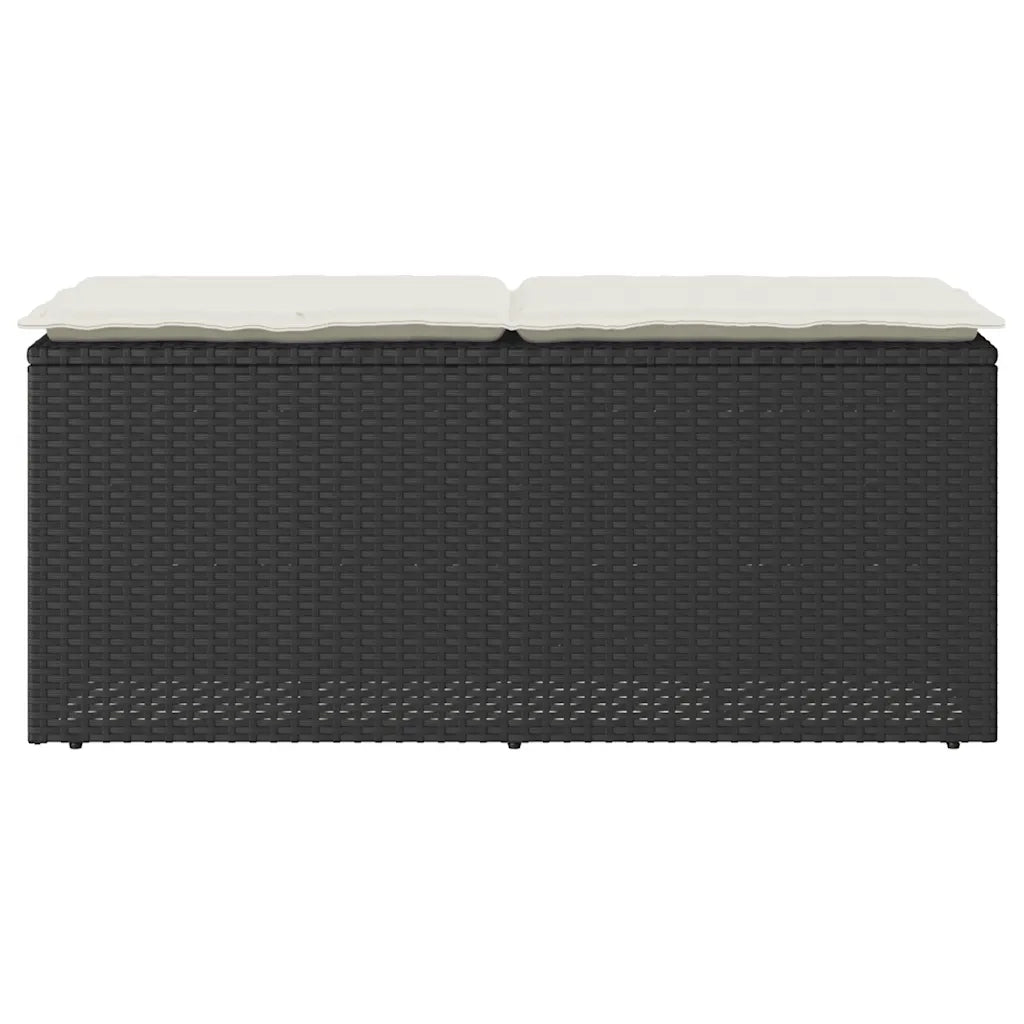 Panca da Giardino con Cuscino Nera 110x40x44 cm in Polyrattan