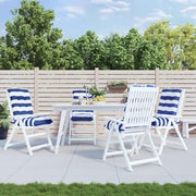 Cuscini Sedia Schienale Basso 4 pz a Righe Blu e Bianche Oxford 377717