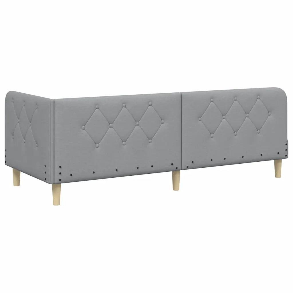 Cornice del letto ad angolo Grigio chiaro 80 x 200 cm Tessuto