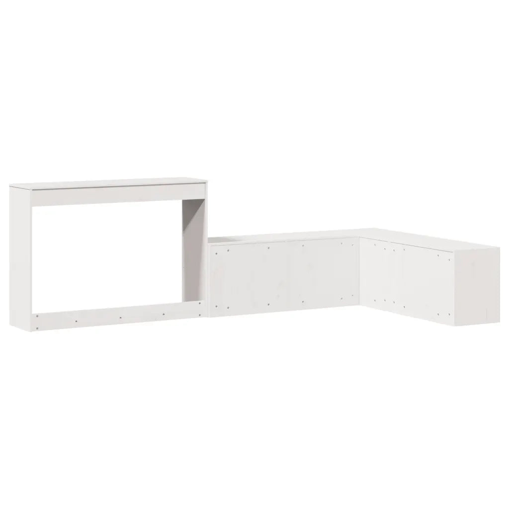 Comodino con Scrivania Bianco 222x107x75 cm in Legno di Pino