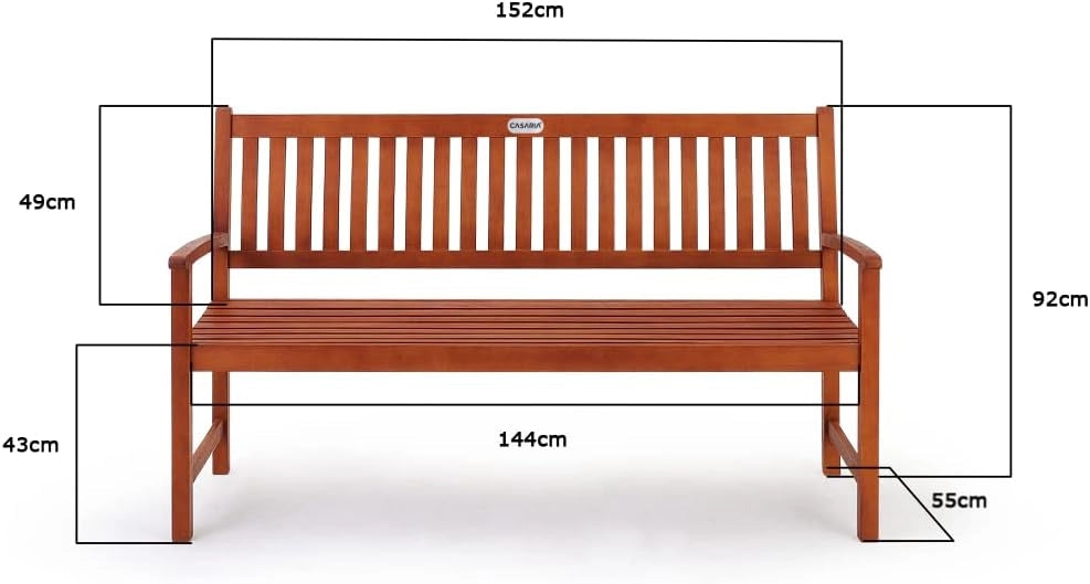 Deuba Panchina da Giardino 3 Posti Legno di Eucalipto Certificato FSC® Panca Interno Esterno