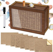 Spazio di Risparmio in Legno Riciclabile - Cassetto di Risparmio per 5000€ - Con Contatore e Sfida di Risparmio - Cassetto di Monete per Bambini e Adulti - 500-10000€ Obiettivo