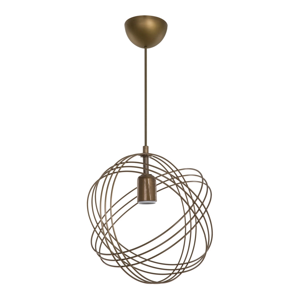 Lampada a Sospensione 'Hove' con Paralume a Globo di Cerchi in Metallo - Effetto Bronzo [lux.pro]