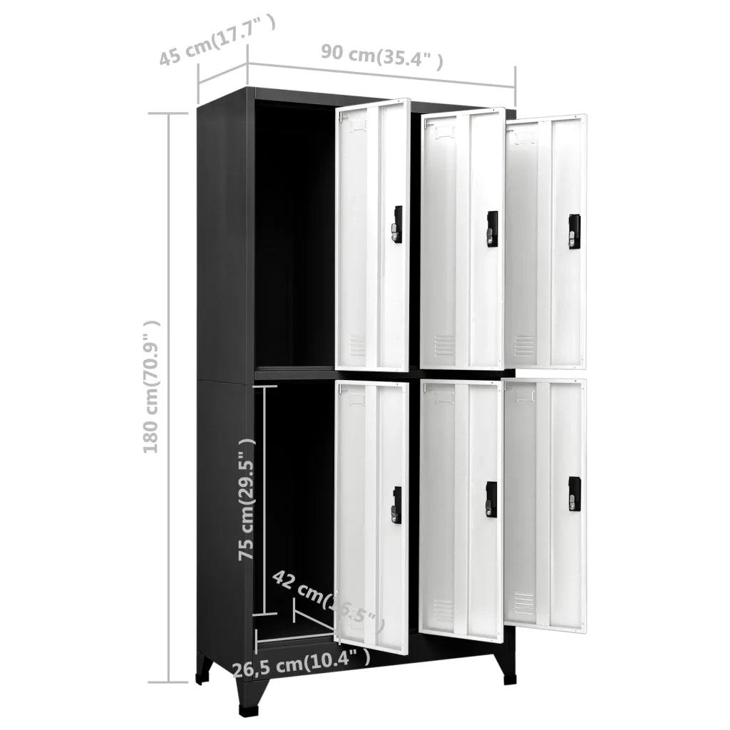Armadietto con Serratura Antracite e Bianco 90x45x180cm Acciaio 339800