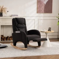 Poltrona relax a dondolo con braccioli, struttura imbottita ed ergonomica, 66x96-125.5x99 cm, Grigo Scuro