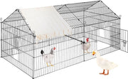Recinzione per Animali 220 x 106 x 104 cm, Coibentata in Acciaio con 4 Porte, Facile da Installare, Disimpegabile e Trasportabile, Ideale per Pollame, Conigli, Gatti, Anatre