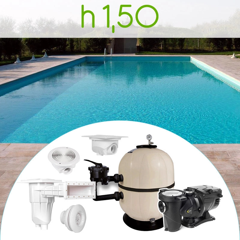 Kit componenti per piscina in cemento armato ARIZONA 7,00 x 3,00 h 1,50 m