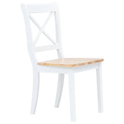 Sedie da Pranzo 6 pz Bianco e Naturale in Massello di Hevea 277544
