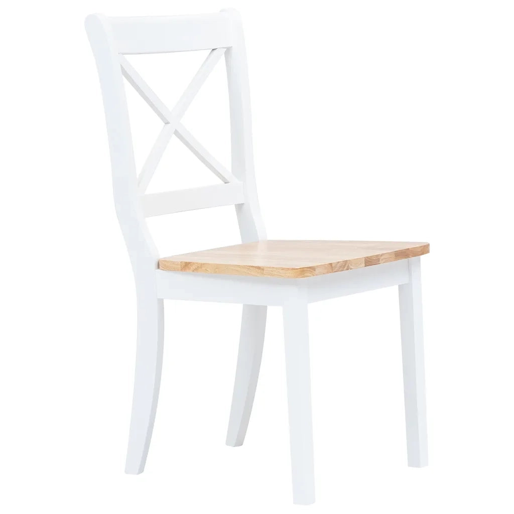 Sedie da Pranzo 6 pz Bianco e Naturale in Massello di Hevea 277544