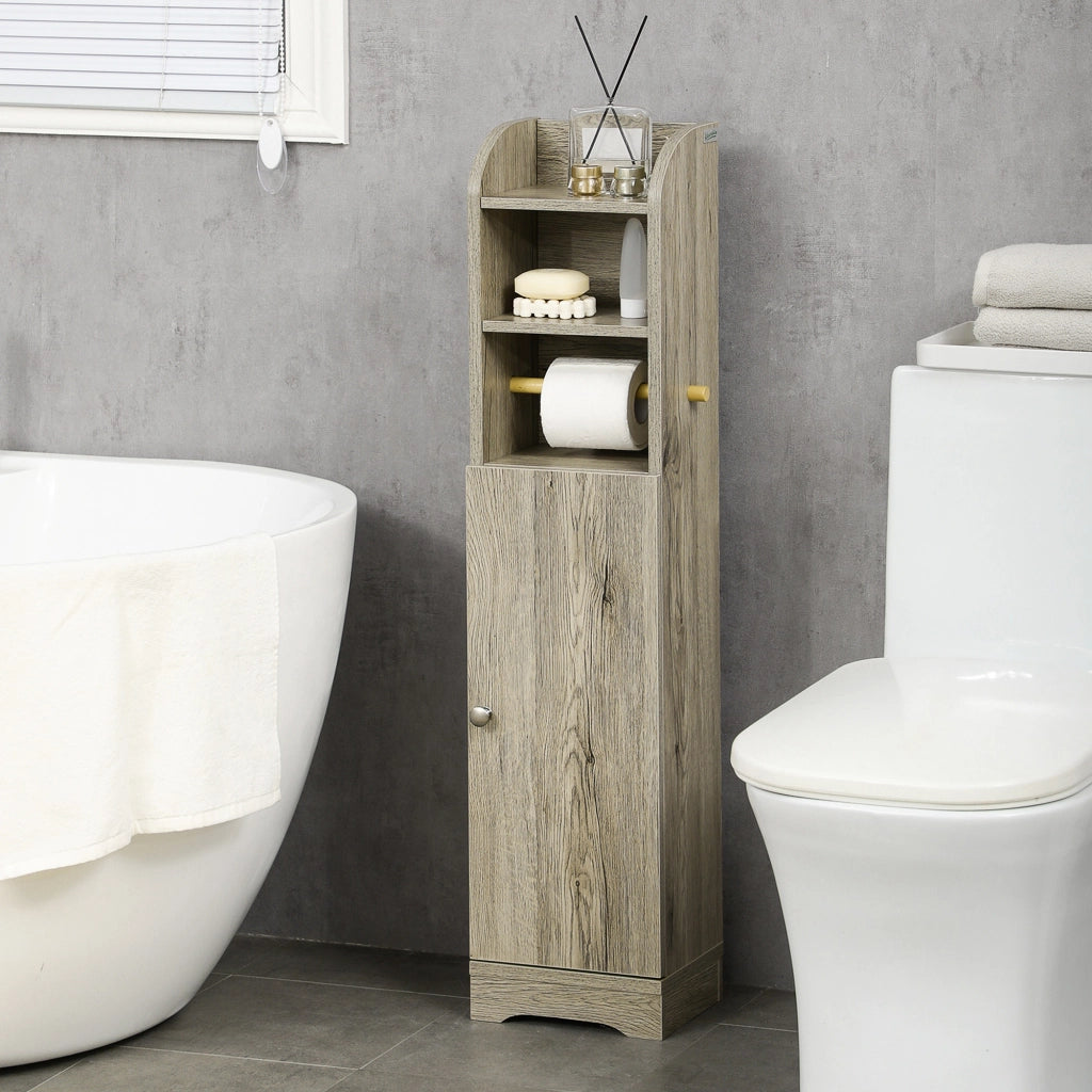 Mobile Bagno con Armadietto e 2 Ripiani ¨C Zephmum ¨C Grigio Truciolato 23x18x100cm