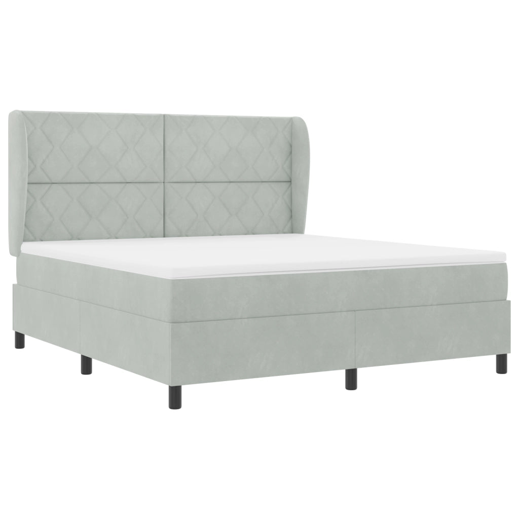 Letto Box Spring con Materasso Grigio Chiaro 180x200 cm in Velluto