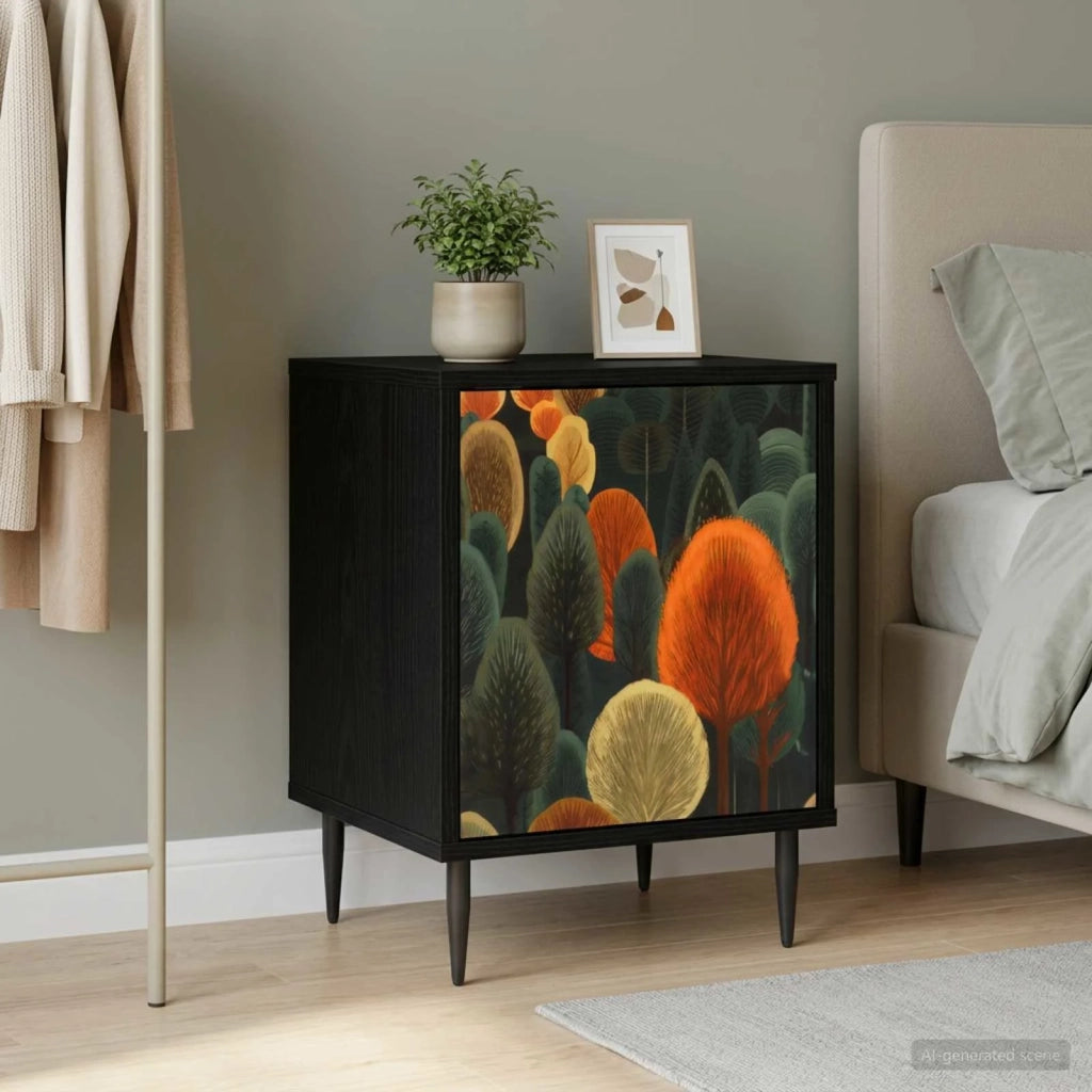 Armadio da Notte ZAANDAM Rovere Nero 36 x 33 x 51 cm 8007251
