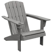 Sedia da Giardino, Design Ergonomico, Resistente alle Intemperie, HDPE, 75 x 87 x 90 cm, Grigio