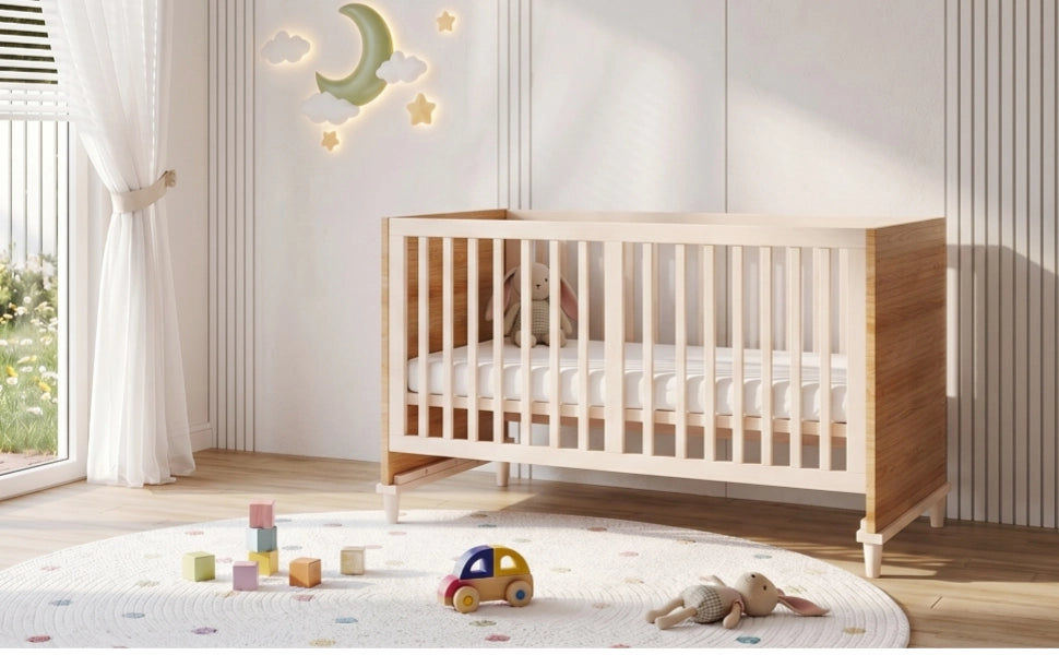 Letto per bambini 70 × 140 cm con rete regolabile in 5 altezze, senza materasso, in legno massiccio, naturale