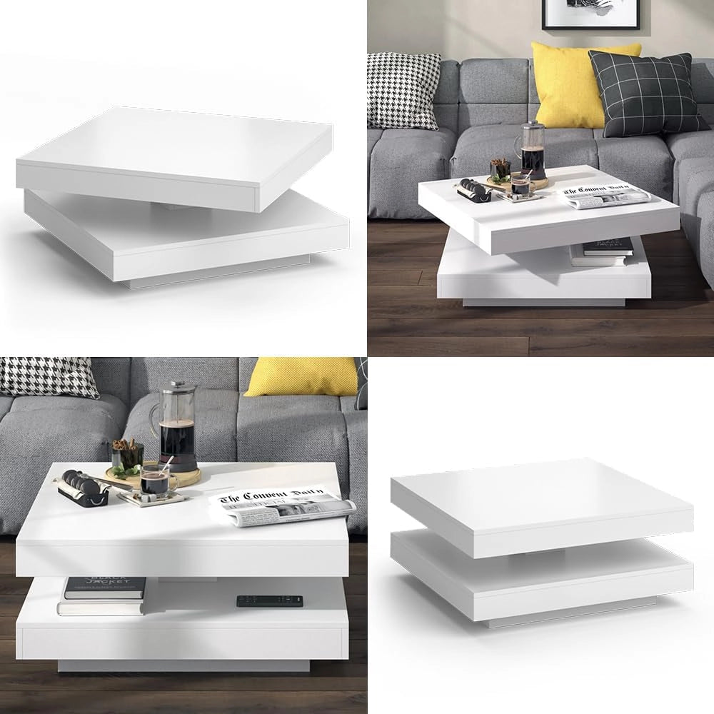 Tavolino da caffè Elias, Bianco, 70 x 70 cm, per l'utilizzo come superficie d'appoggio e per una suddivisione flessibile degli spazi