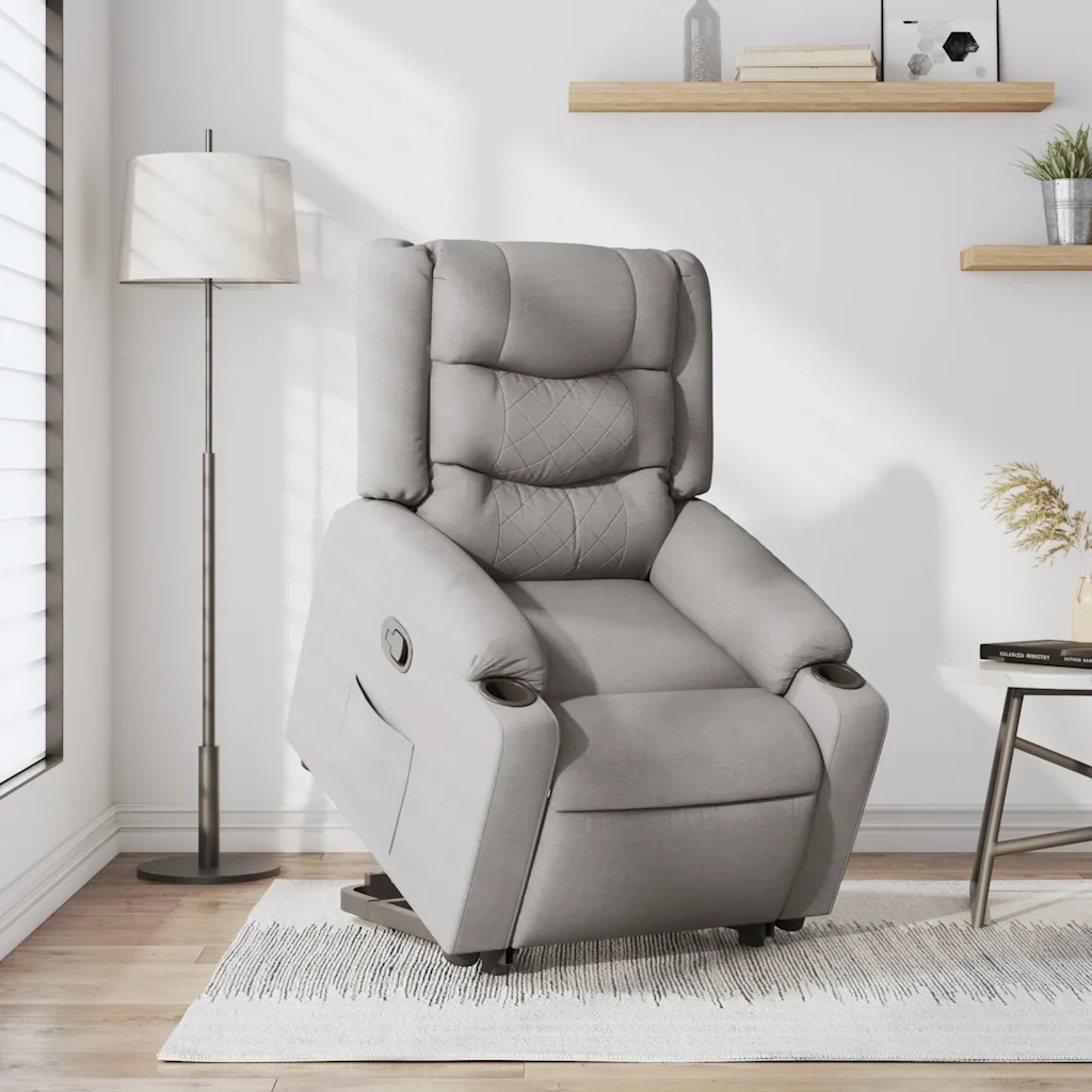 Poltrona Alzapersona Reclinabile Grigio Nuvola in Tessuto 3310267