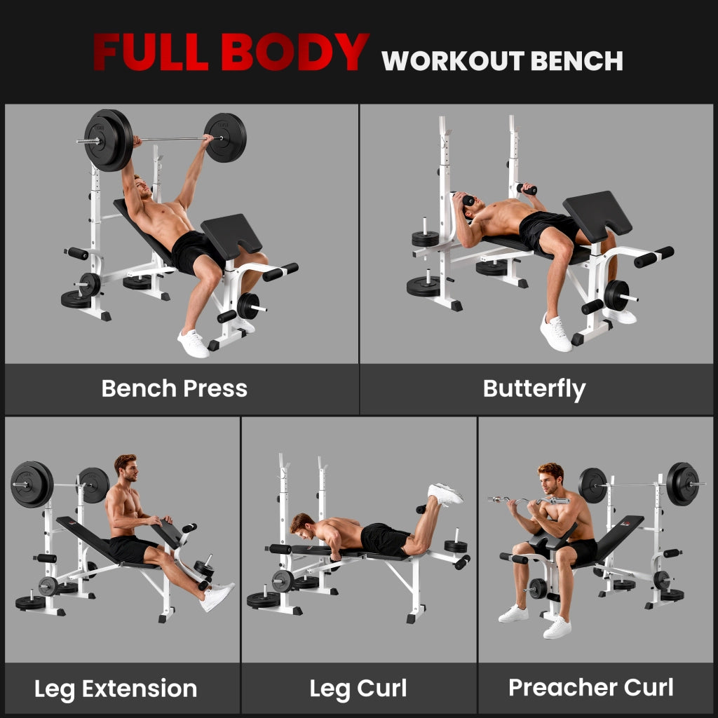 Panca fitness multifunzione ¨C Xylo ¨C acciaio nero e bianco con supporti manubri
