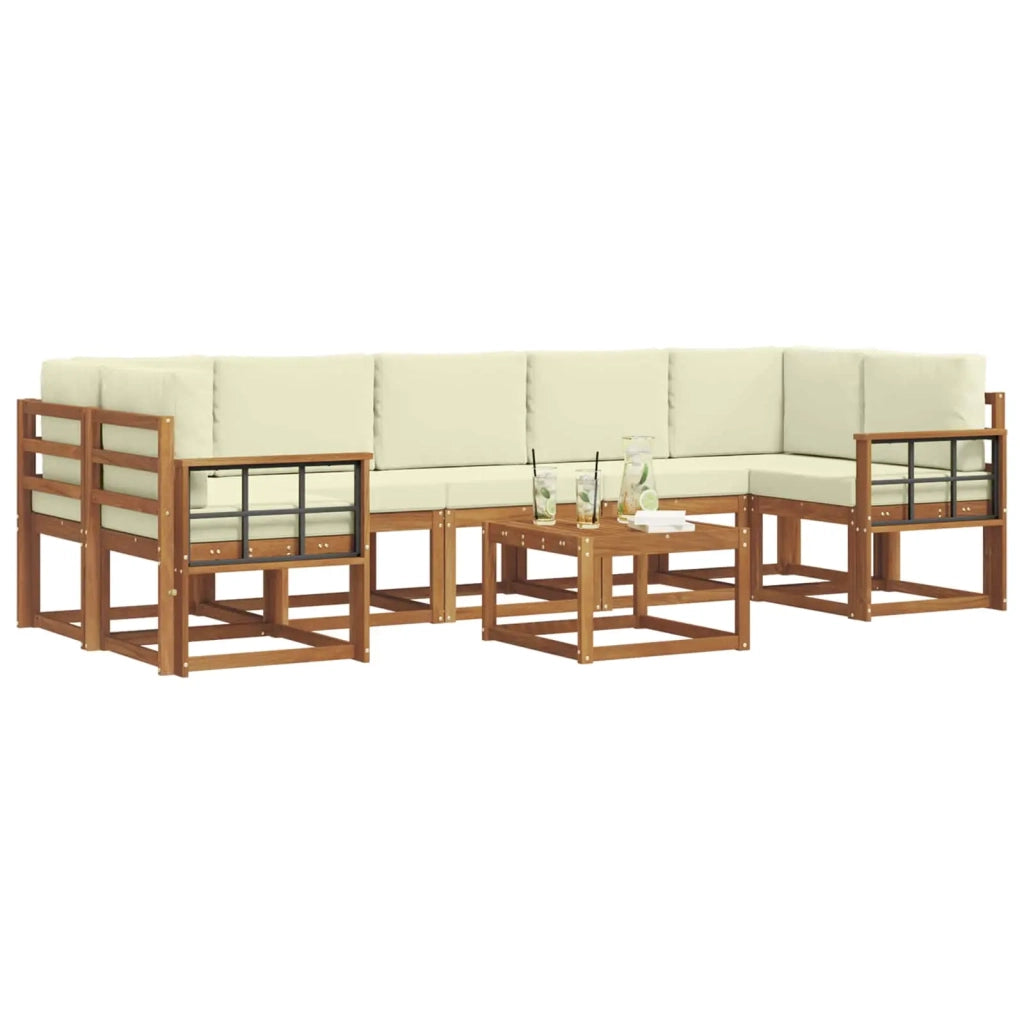 Set di divani da esterno con cuscino 8 pcs Naturale e Crema