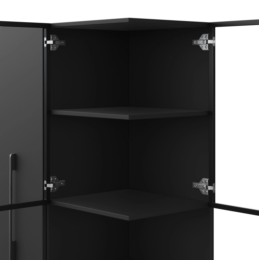 Vetrina alta 70x38x160 cm con vetro temperato; ripiani estraibili e LED multicolore; nera
