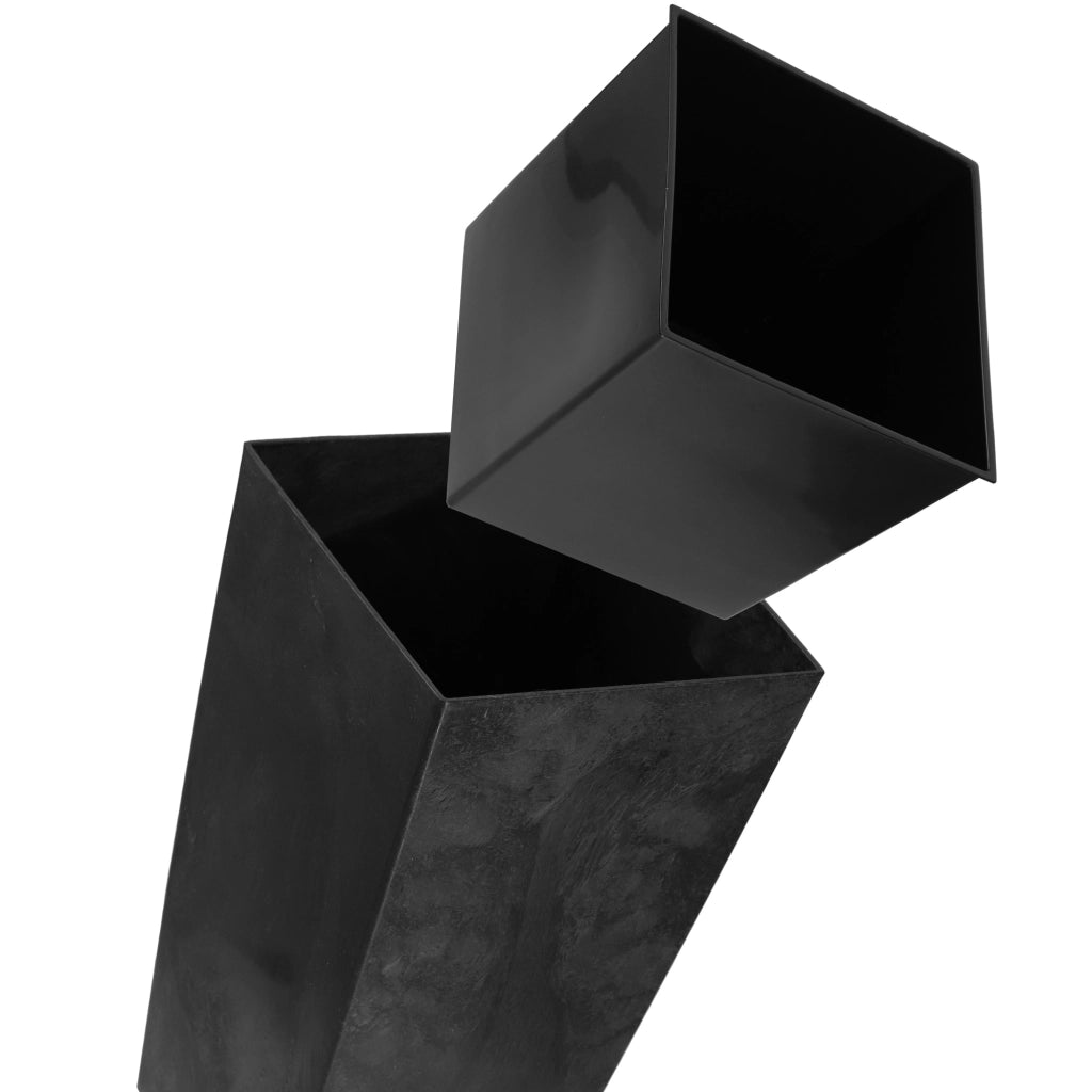 Vaso da giardino KADAX con inserto per fiori, grande e alto, nero, 29x57 cm