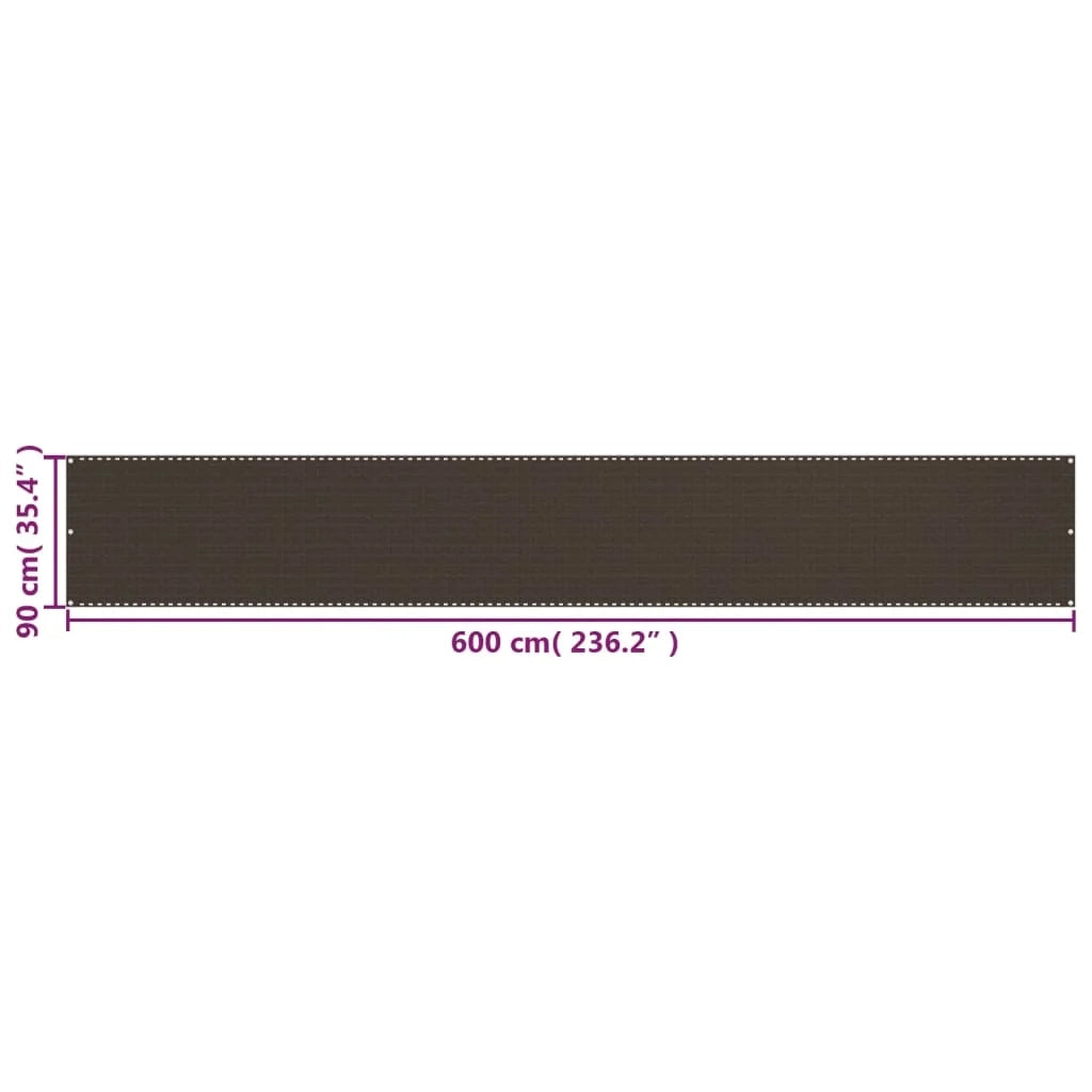 Schermo per balcone parasole protezione privacy 90 x 600 cm HDPE marrone 02_0010245