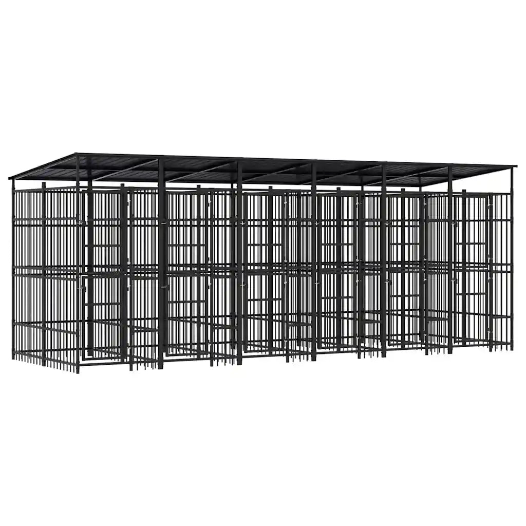 Gabbia per Cani da Esterno con Tetto in Acciaio 11,06 mÂ² cod mxl 44271
