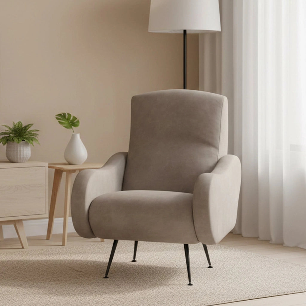 Poltroncina Lasnigo, Poltrona Braccioli Made in Italy, 70x100x98h cm Grigio Tortora