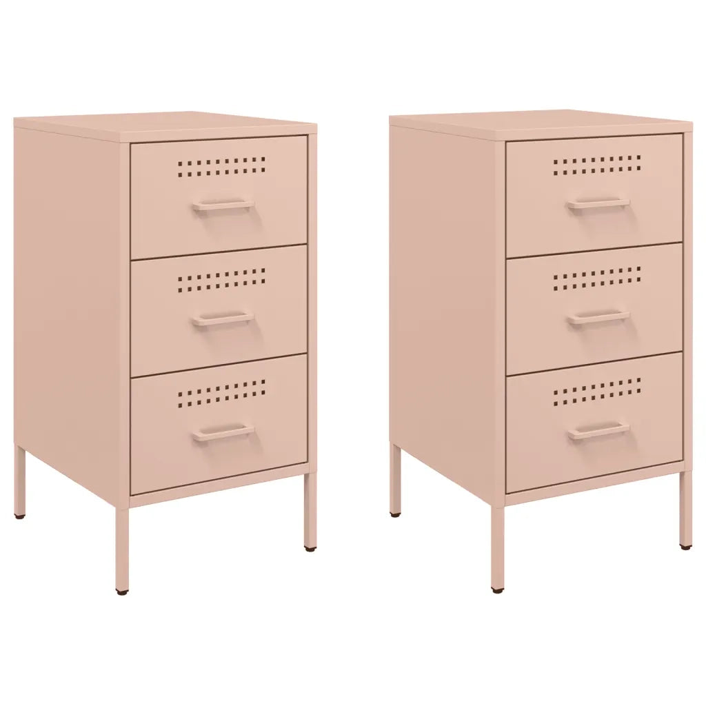 Comodini 2 pz-Set di 2 Tavolino da notte Rosa 36x39x68 cm in Acciaio 206461