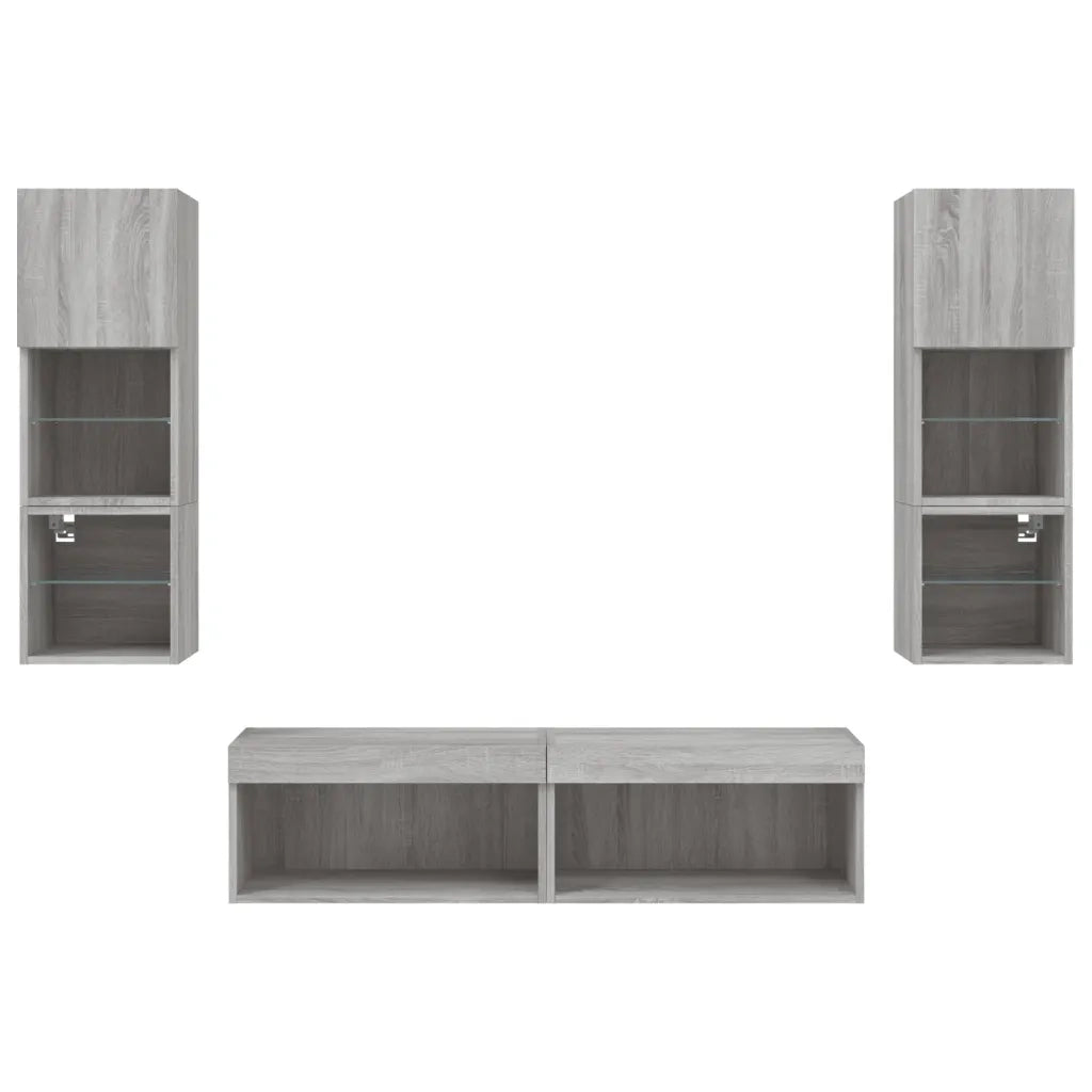 Mobili TV a Muro con LED 6pz Grigio Sonoma Legno Multistrato 3216620