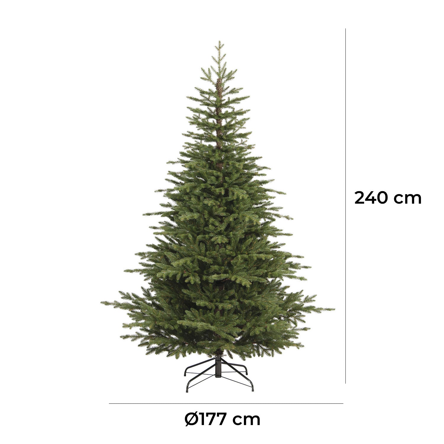 Albero di Natale Artificiale Realistico 240 cm 870 Rami Apertura a Ombrello Verde