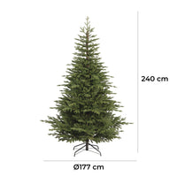 Albero di Natale Artificiale Realistico 240 cm 870 Rami Apertura a Ombrello Verde