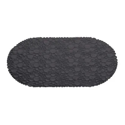 Tappetino doccia antiscivolo nero in gomma ovale con ventose