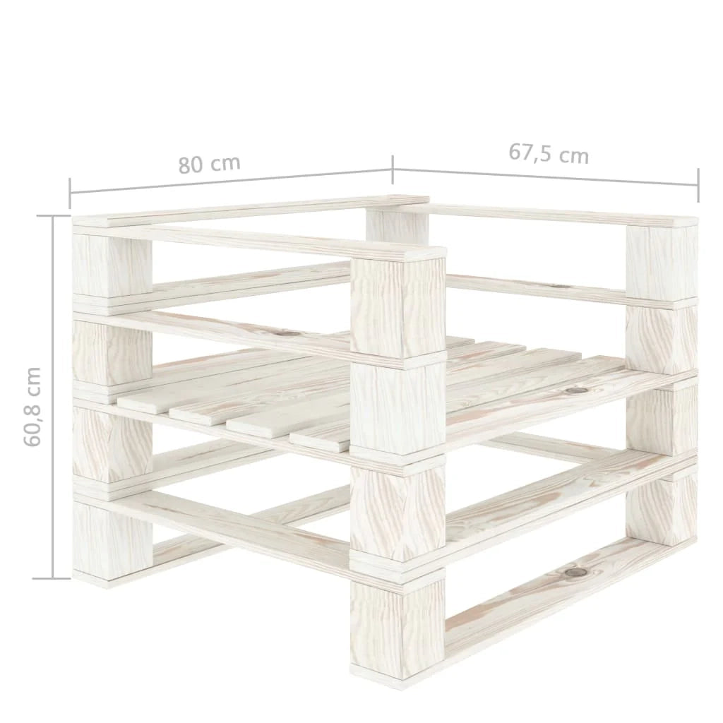 Sedia da giardino in legno con pallet 80 x 67,5 x 60,8 cm bianca 02_0011872