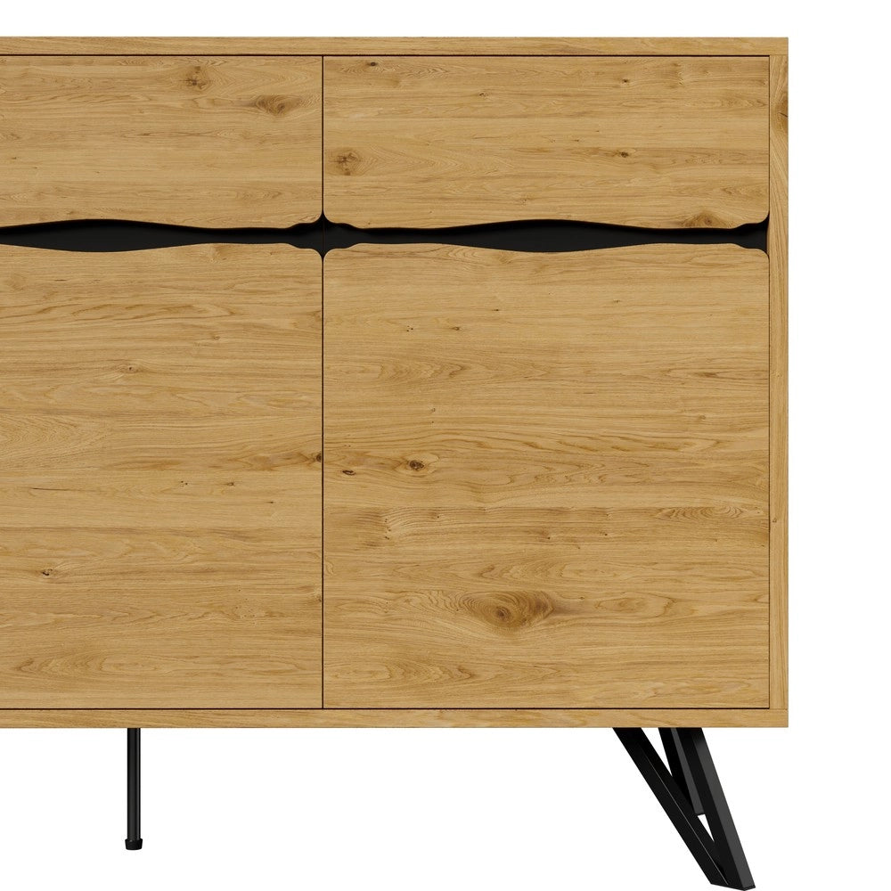 Credenza 3 Ante in Legno con Gambe in Metallo ¨C MINIMAL ¨C Bianco/Nero/Grigio